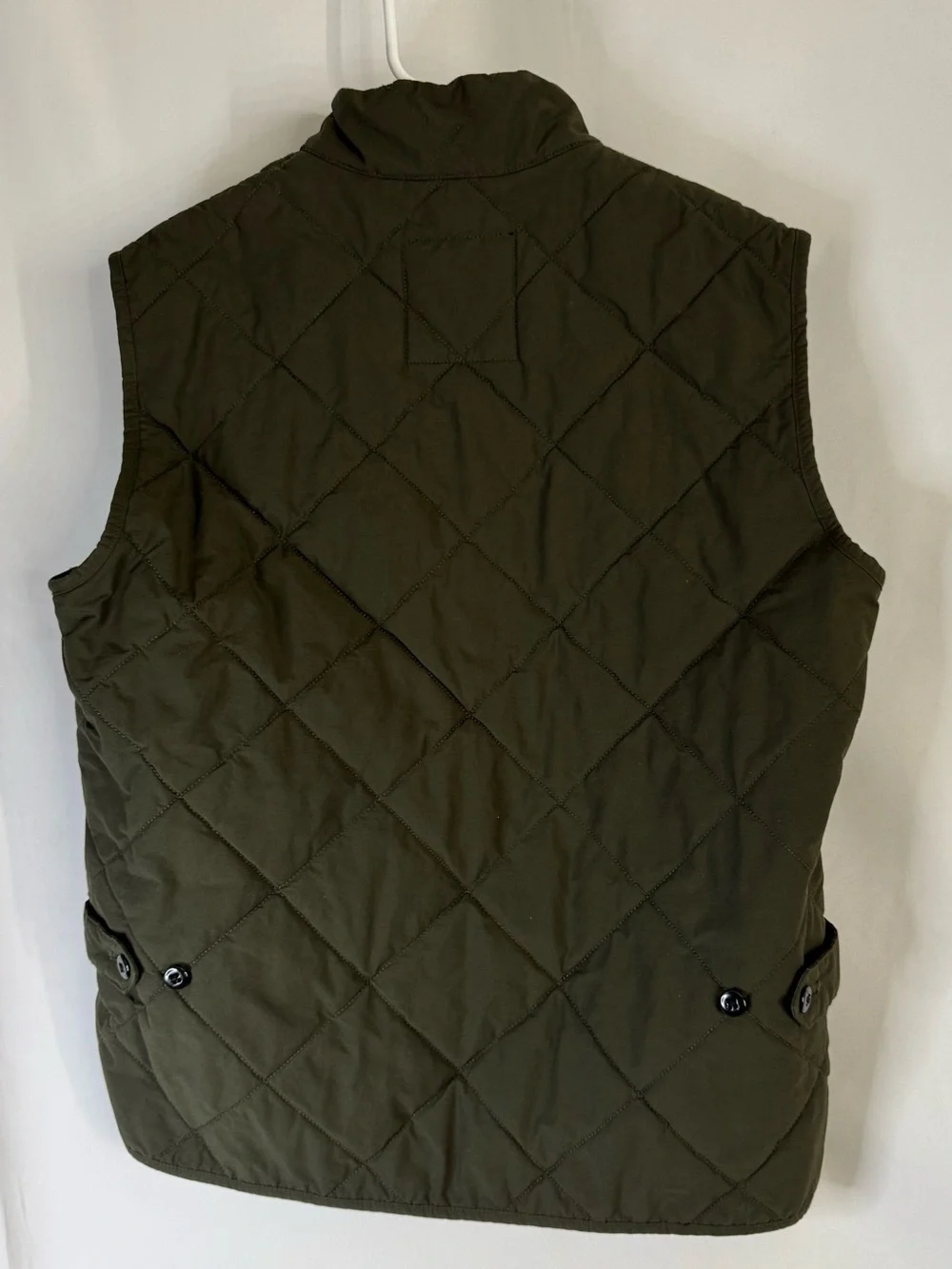 J. Crew Quilted Dark Olive Vest with Stand Collar